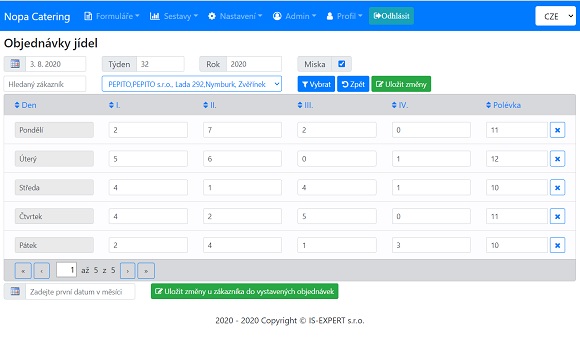 Objednávkový systém pro Nopa Catering